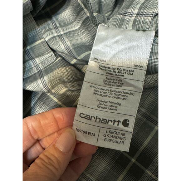 Carhartt Men's Short Sleeve Button Down Plaid Shirt Relaxed Fit Size L - Picture 7 of 8
